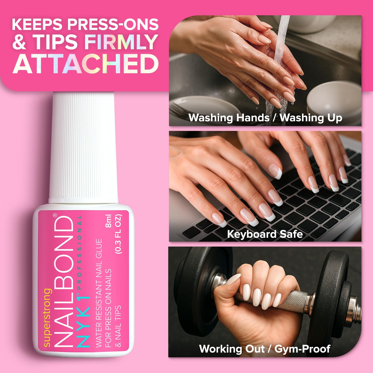 NYK1 NailBond Super Strong Brush On Nail Glue | Press Ons & Acrylics