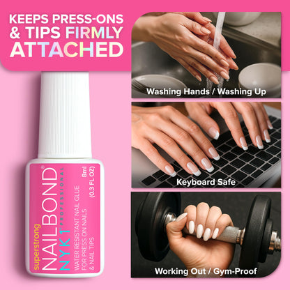 NYK1 NailBond Super Strong Brush On Nail Glue | Press Ons & Acrylics