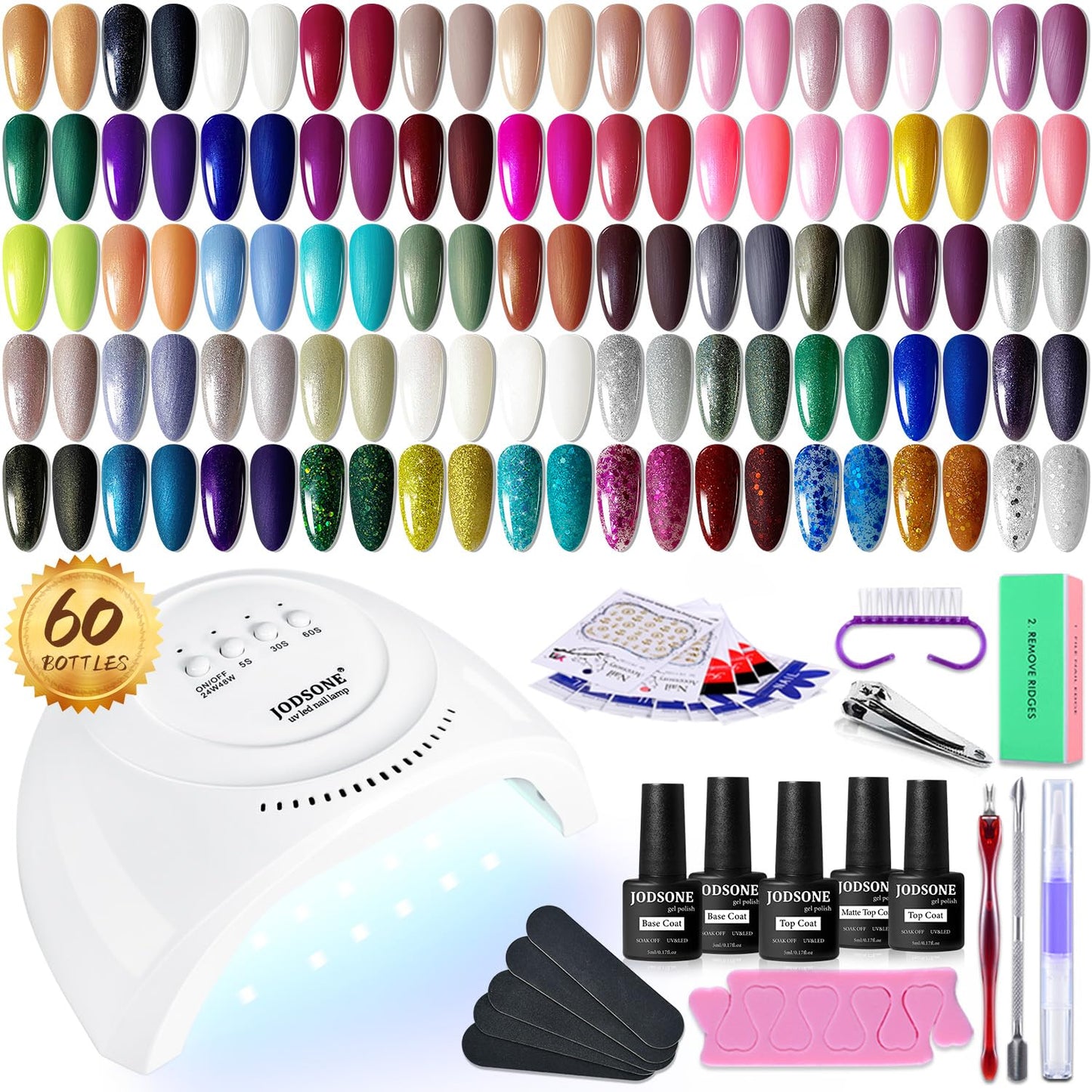 JODSONE 36 Pcs Gel Polish Kit: 32 Colors, Base & Top Coats | Gift Set