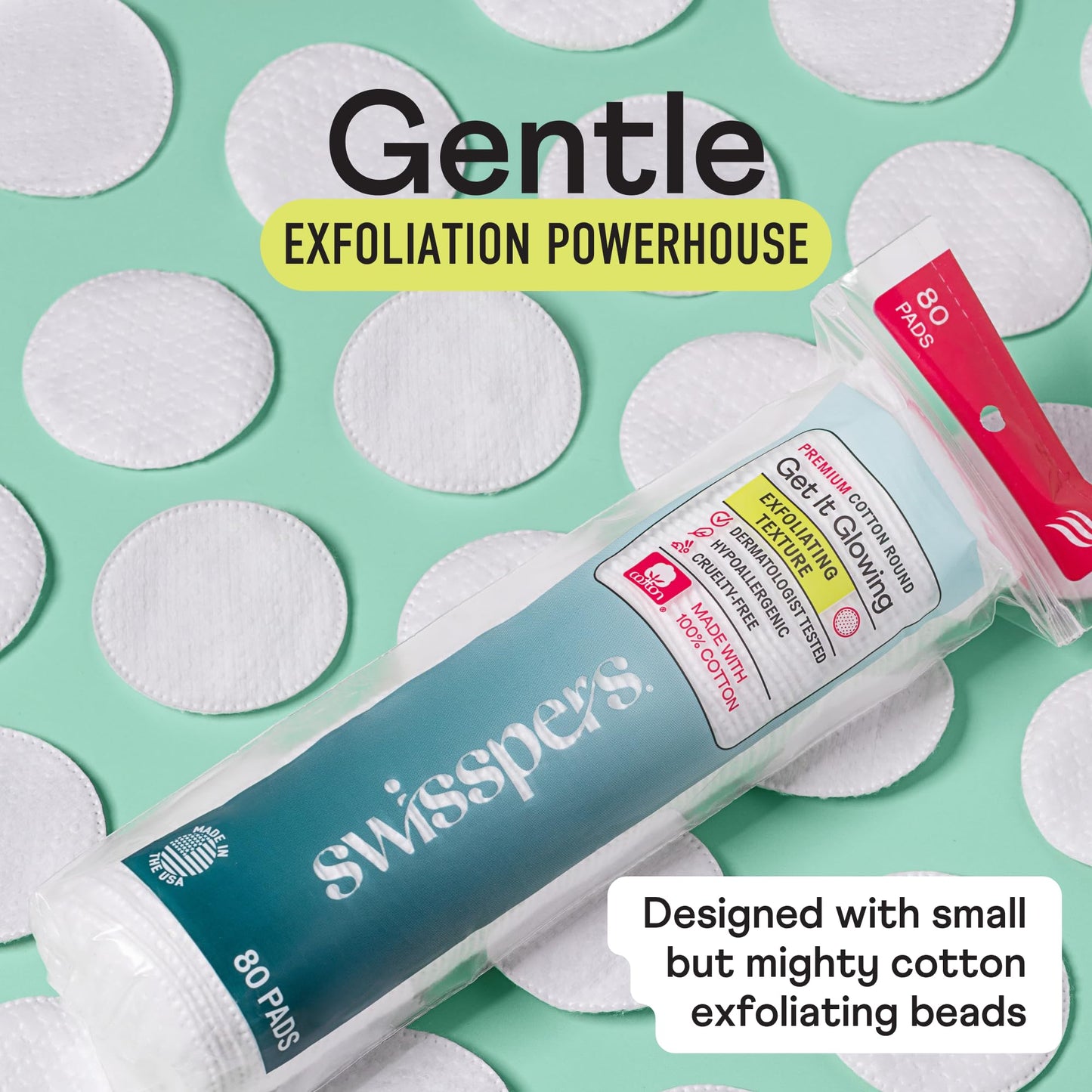 Swisspers Premium Cotton Rounds - 100% Chlorine Free Cotton Face Pads for Makeup, Nail Polish Removal - Dermatologist Tested and Hypoallergenic, Made in USA - 100 Pads (Pack of 3)