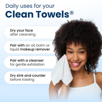 Clean Skin Club Clean Towels XL: 100% Biobased Disposable Face Towel for Clearer Skin