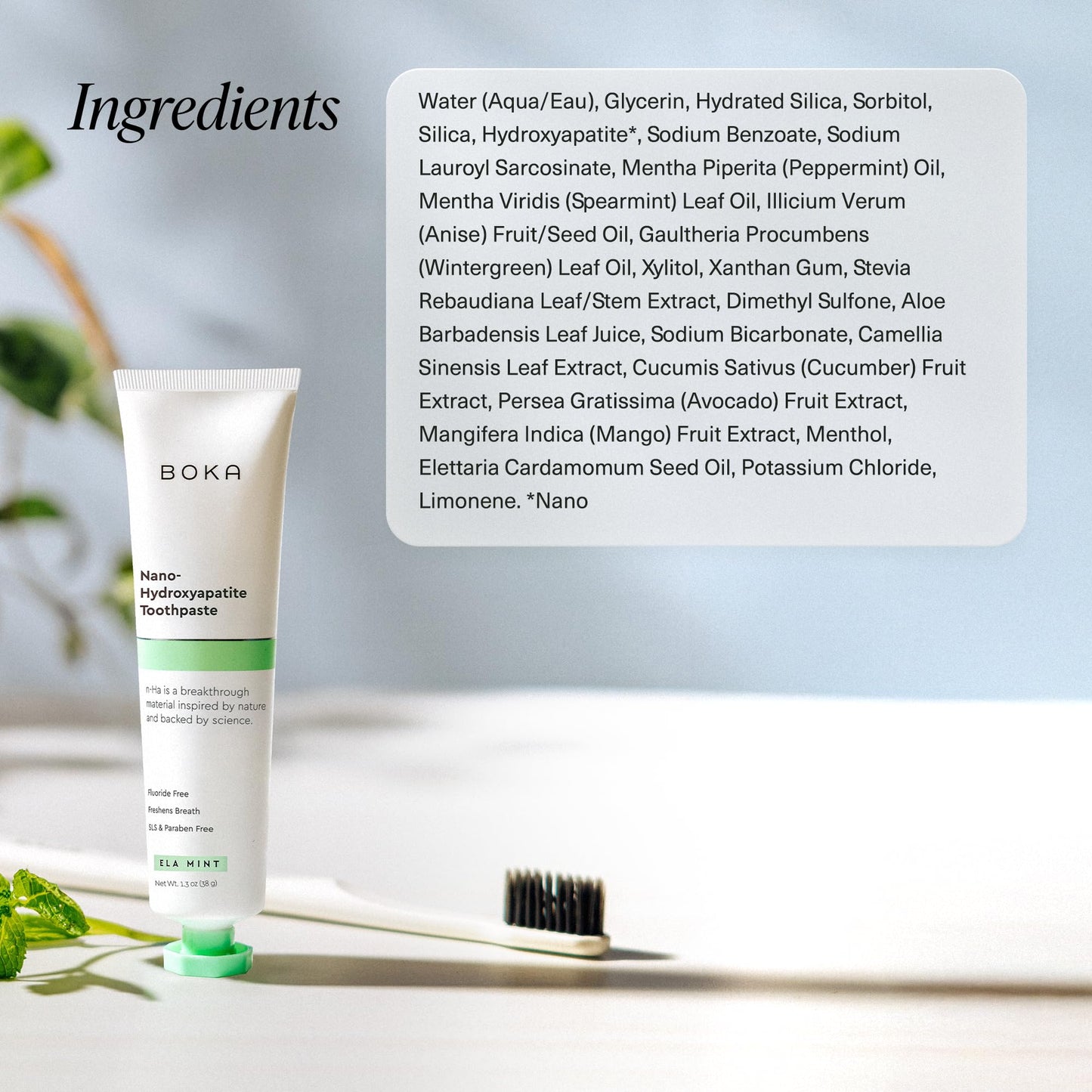 Boka Fluoride-Free Toothpaste with Nano Hydroxyapatite (n-Ha) - Sensitive Teeth, Ela Mint
