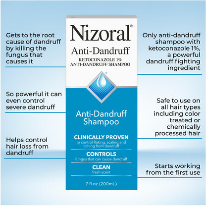 Nizoral Anti-Dandruff Shampoo - 1% Ketoconazole - Clinically Proven Relief for Flaking, Scaling & Itching (7 Fl Oz)