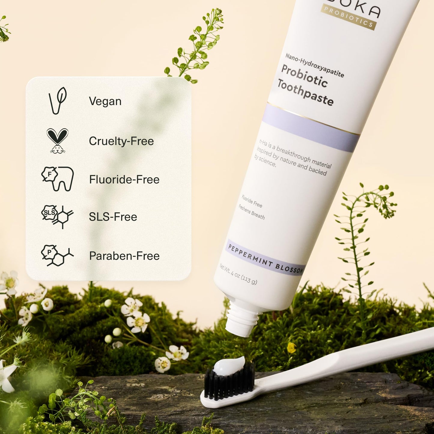 Boka Fluoride-Free Toothpaste with Nano Hydroxyapatite (n-Ha) - Sensitive Teeth, Ela Mint