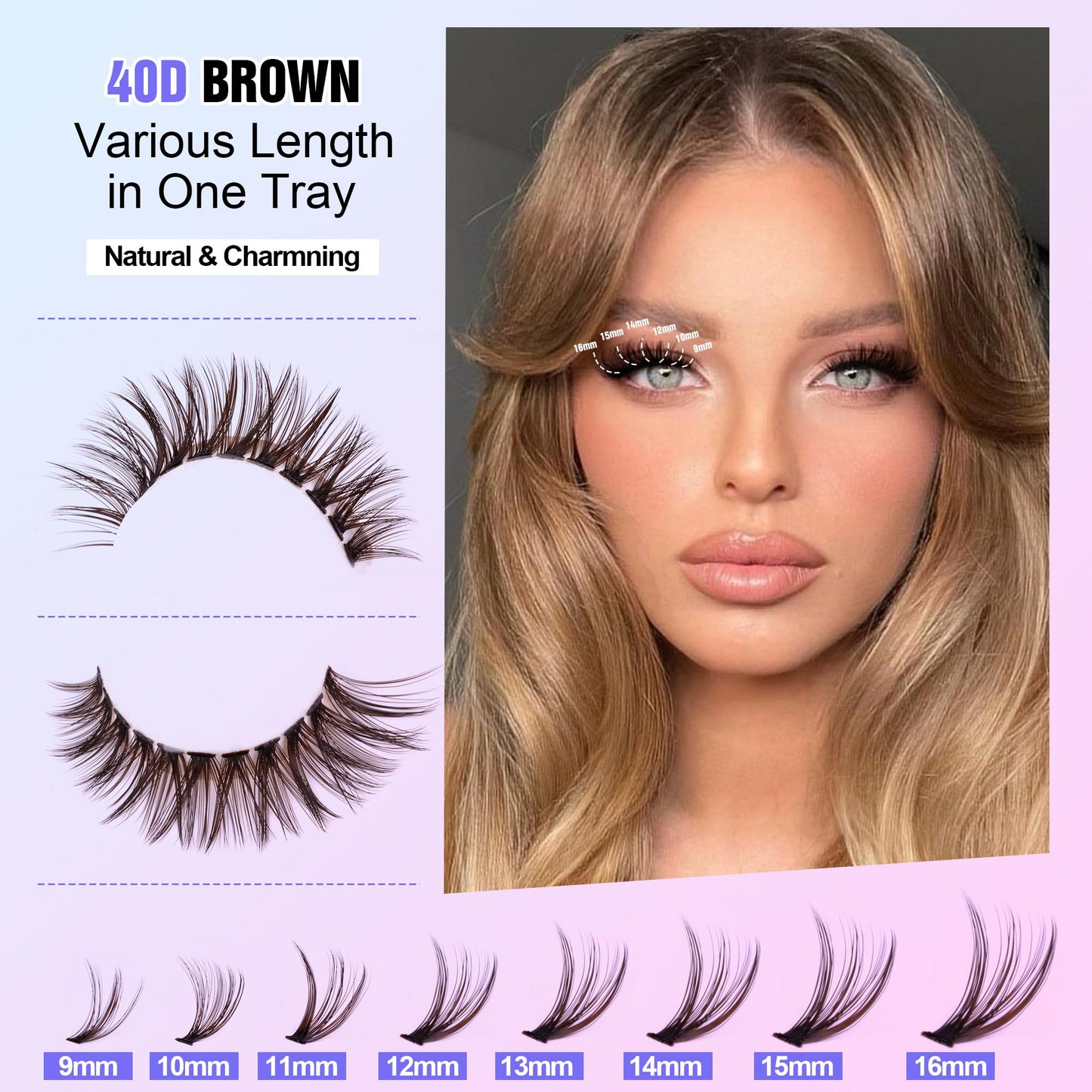 Pawotence Lash Extension Kit DIY 280pcs Lash Clusters Eyelash Extension Kit, 9-16mm 30D 40D Individual Lashes Kit with Lash Bond and Seal, Lash Tweezers for Self Use (30D&40D, 0.07D, 9-16mm, Kit)