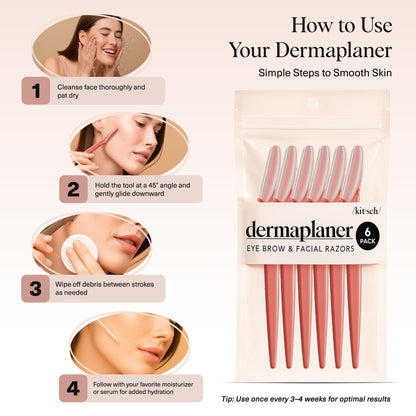 Kitsch Dermaplane Razor for Face & Eyebrow Trimmer – Exfoliating Facial Shaver, Terracotta (12 pcs)