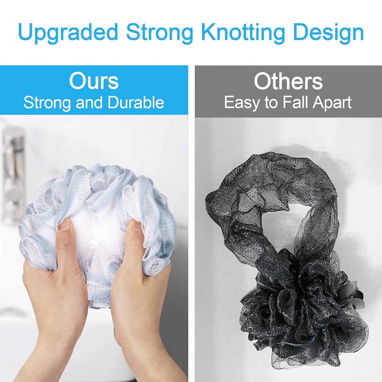 AmazerBath Loofah Sponge 75g/Piece, Exfoliating Bath Sponge Body Scrubber - Loofa Set of 4 Flower Color (Large, Green-Purple)