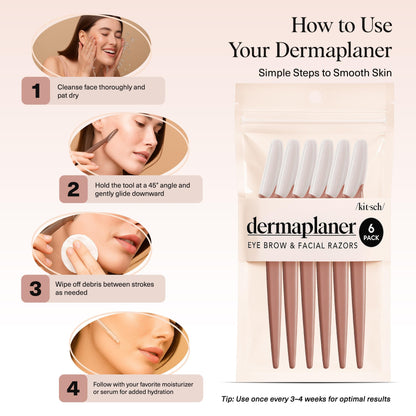 Kitsch Dermaplane Razor for Face & Eyebrow Trimmer – Exfoliating Facial Shaver, Terracotta (12 pcs)