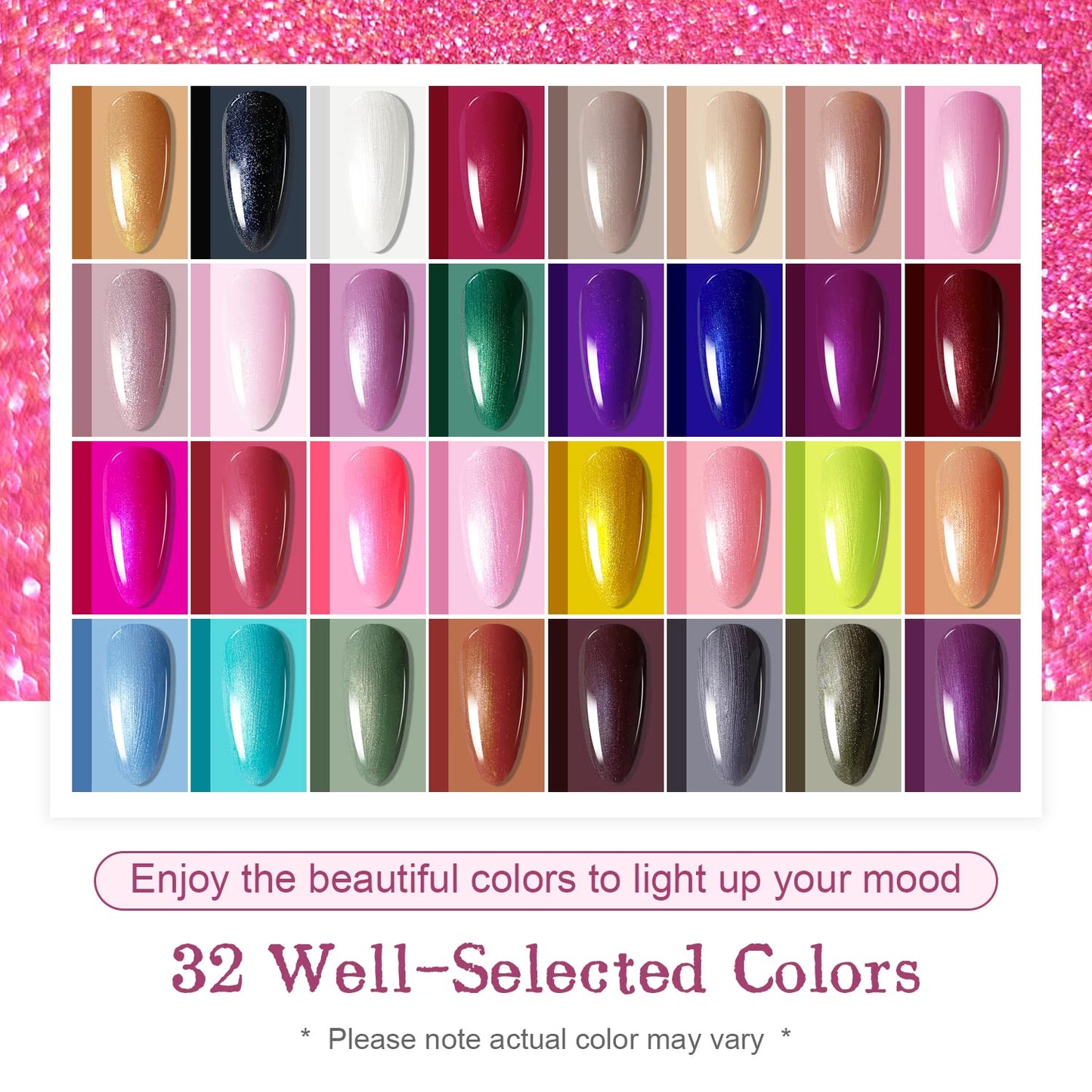 JODSONE 36 Pcs Gel Polish Kit: 32 Colors, Base & Top Coats | Gift Set