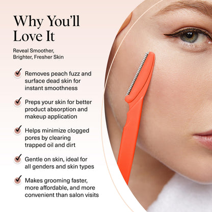 Kitsch Dermaplane Razor for Face & Eyebrow Trimmer – Exfoliating Facial Shaver, Terracotta (12 pcs)