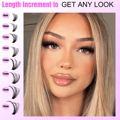 Pawotence Lash Extension Kit DIY 280pcs Lash Clusters Eyelash Extension Kit, 9-16mm 30D 40D Individual Lashes Kit with Lash Bond and Seal, Lash Tweezers for Self Use (30D&40D, 0.07D, 9-16mm, Kit)