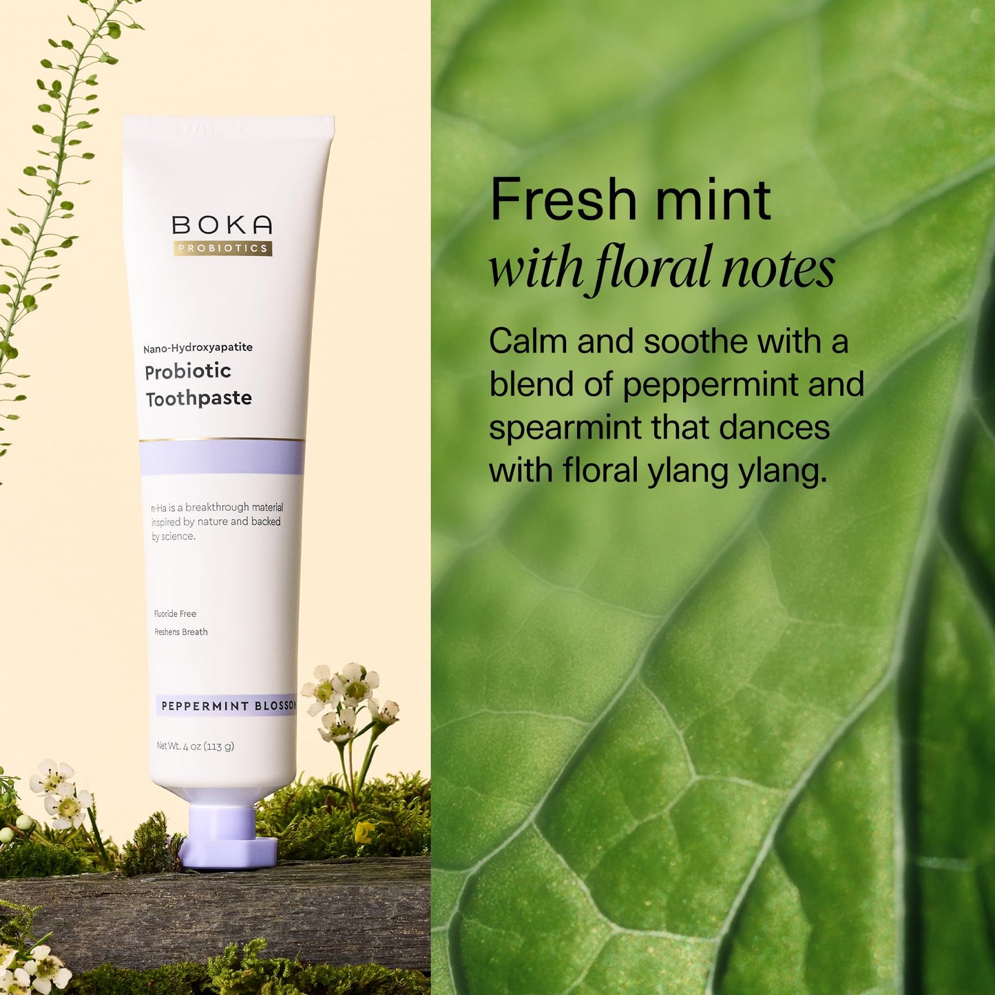 Boka Fluoride-Free Toothpaste with Nano Hydroxyapatite (n-Ha) - Sensitive Teeth, Ela Mint