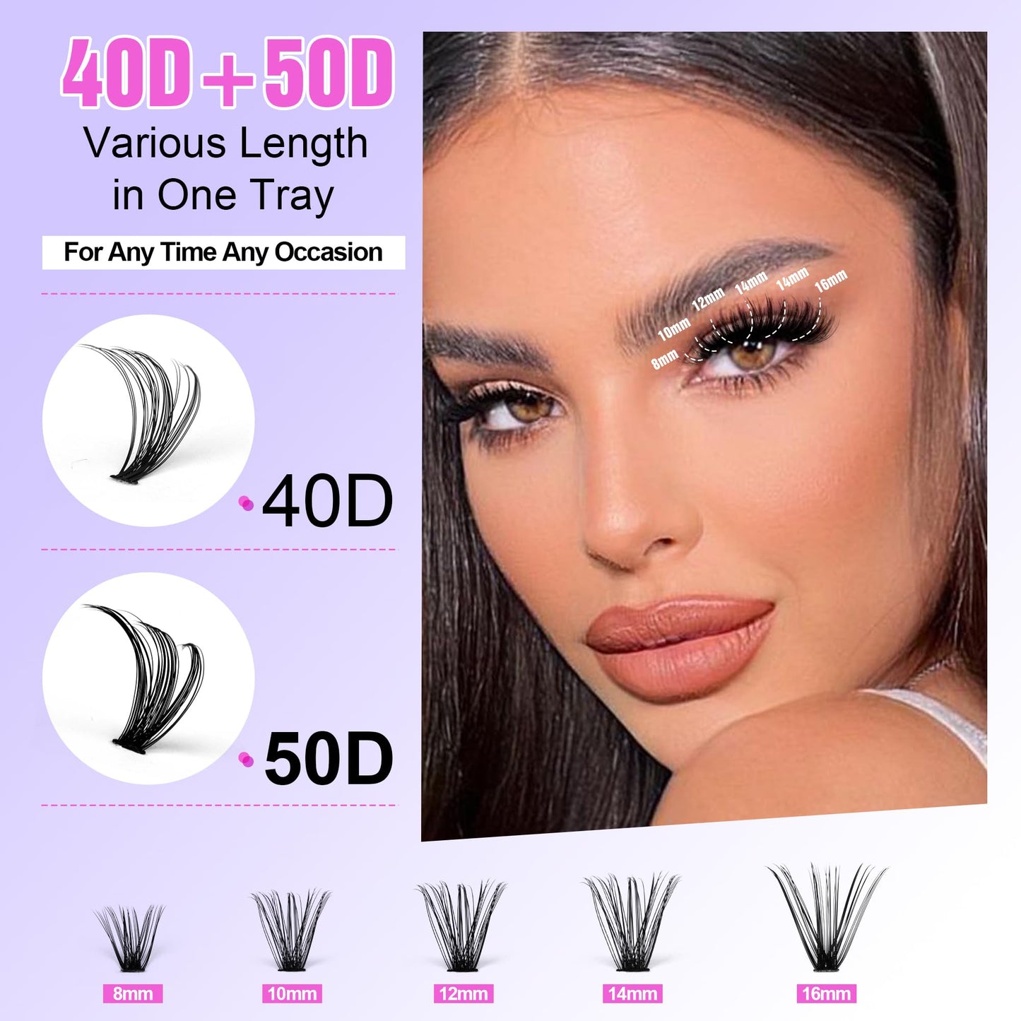 Pawotence Lash Extension Kit DIY 280pcs Lash Clusters Eyelash Extension Kit, 9-16mm 30D 40D Individual Lashes Kit with Lash Bond and Seal, Lash Tweezers for Self Use (30D&40D, 0.07D, 9-16mm, Kit)