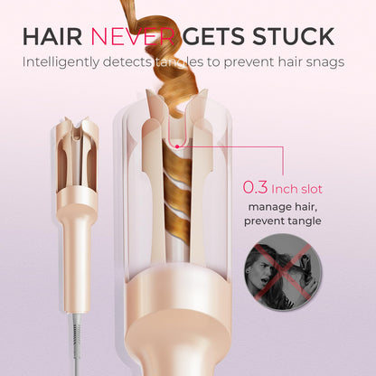 TYMO CURLPRO Automatic Rotating Curling Iron - Beach Waves, Anti-Scald Iron: 72H Beach Waves with Ions