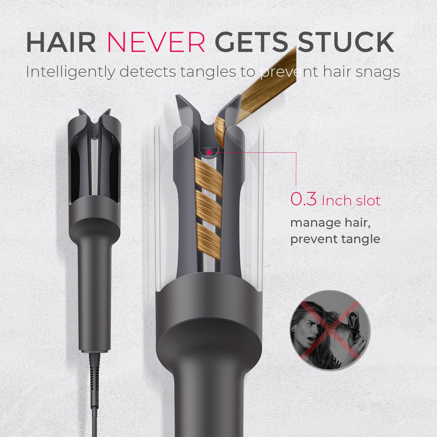 TYMO CURLPRO Automatic Rotating Curling Iron - Beach Waves, Anti-Scald Iron: 72H Beach Waves with Ions