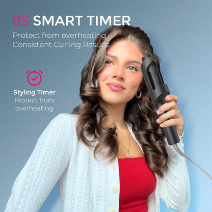 TYMO CURLPRO Automatic Rotating Curling Iron - Beach Waves, Anti-Scald Iron: 72H Beach Waves with Ions