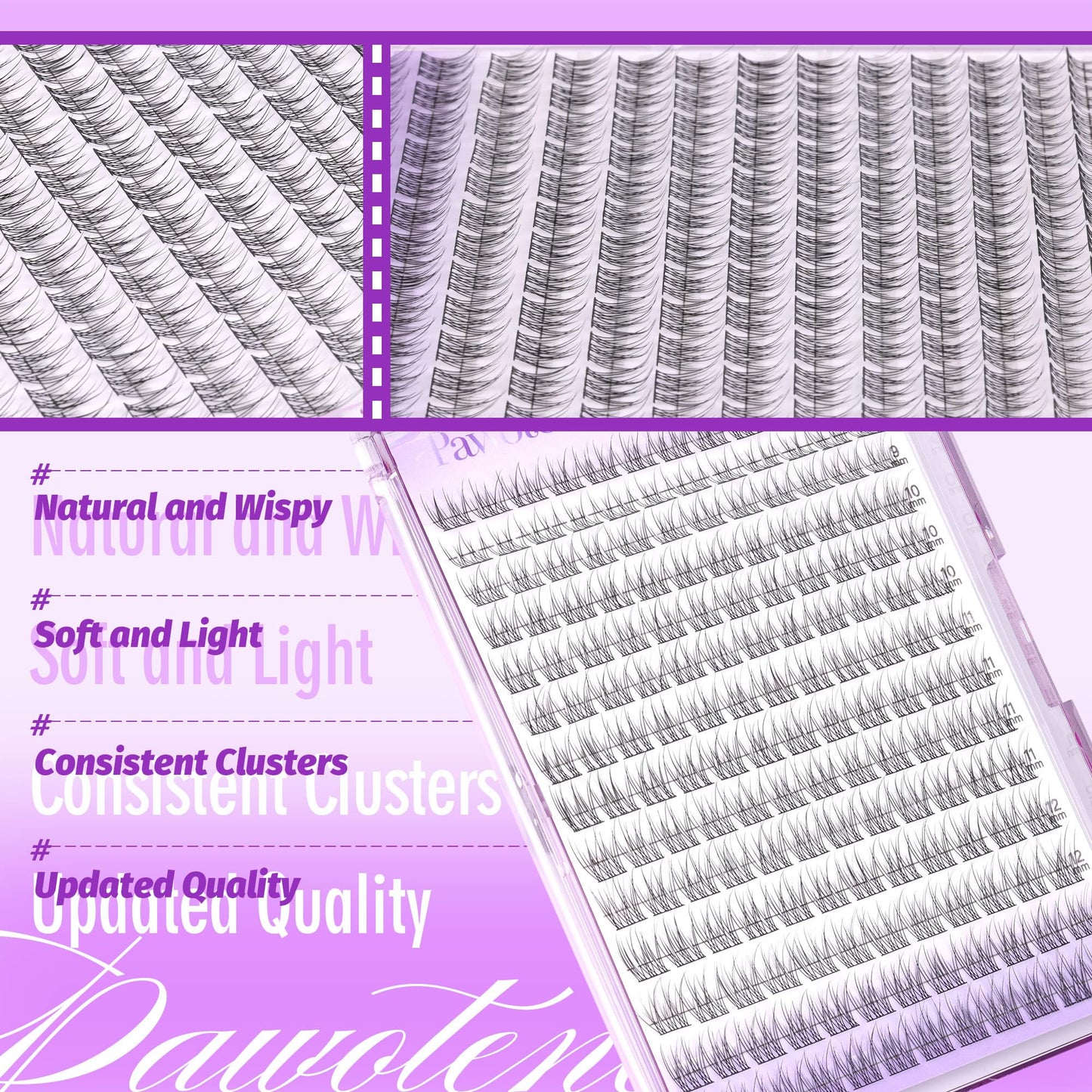 Pawotence Lash Extension Kit DIY 280pcs Lash Clusters Eyelash Extension Kit, 9-16mm 30D 40D Individual Lashes Kit with Lash Bond and Seal, Lash Tweezers for Self Use (30D&40D, 0.07D, 9-16mm, Kit)