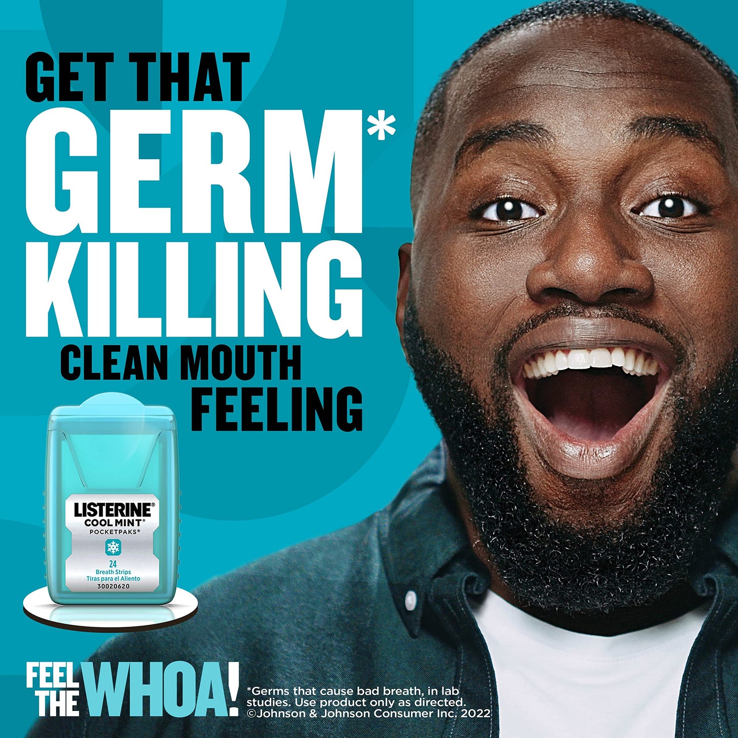 Listerine PocketPaks Cool Mint Breath Strips - Kills 99% of Bad Breath Germs