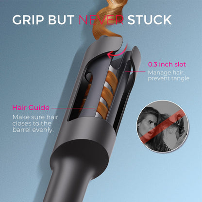 TYMO CURLPRO Automatic Rotating Curling Iron - Beach Waves, Anti-Scald Iron: 72H Beach Waves with Ions