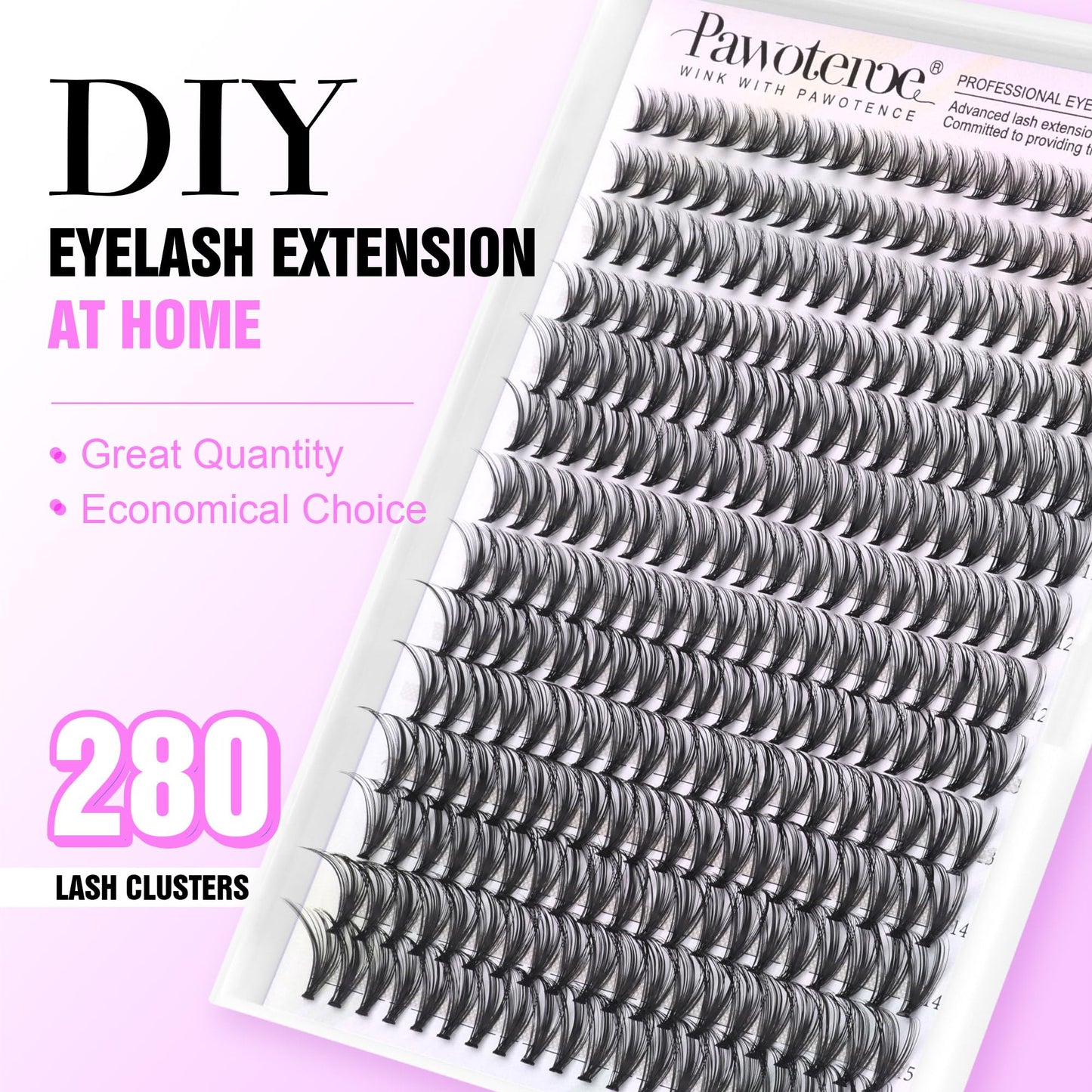 Pawotence Lash Extension Kit DIY 280pcs Lash Clusters Eyelash Extension Kit, 9-16mm 30D 40D Individual Lashes Kit with Lash Bond and Seal, Lash Tweezers for Self Use (30D&40D, 0.07D, 9-16mm, Kit)