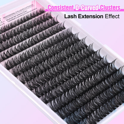 Pawotence Lash Extension Kit DIY 280pcs Lash Clusters Eyelash Extension Kit, 9-16mm 30D 40D Individual Lashes Kit with Lash Bond and Seal, Lash Tweezers for Self Use (30D&40D, 0.07D, 9-16mm, Kit)
