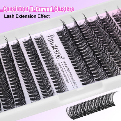 Pawotence Lash Extension Kit DIY 280pcs Lash Clusters Eyelash Extension Kit, 9-16mm 30D 40D Individual Lashes Kit with Lash Bond and Seal, Lash Tweezers for Self Use (30D&40D, 0.07D, 9-16mm, Kit)
