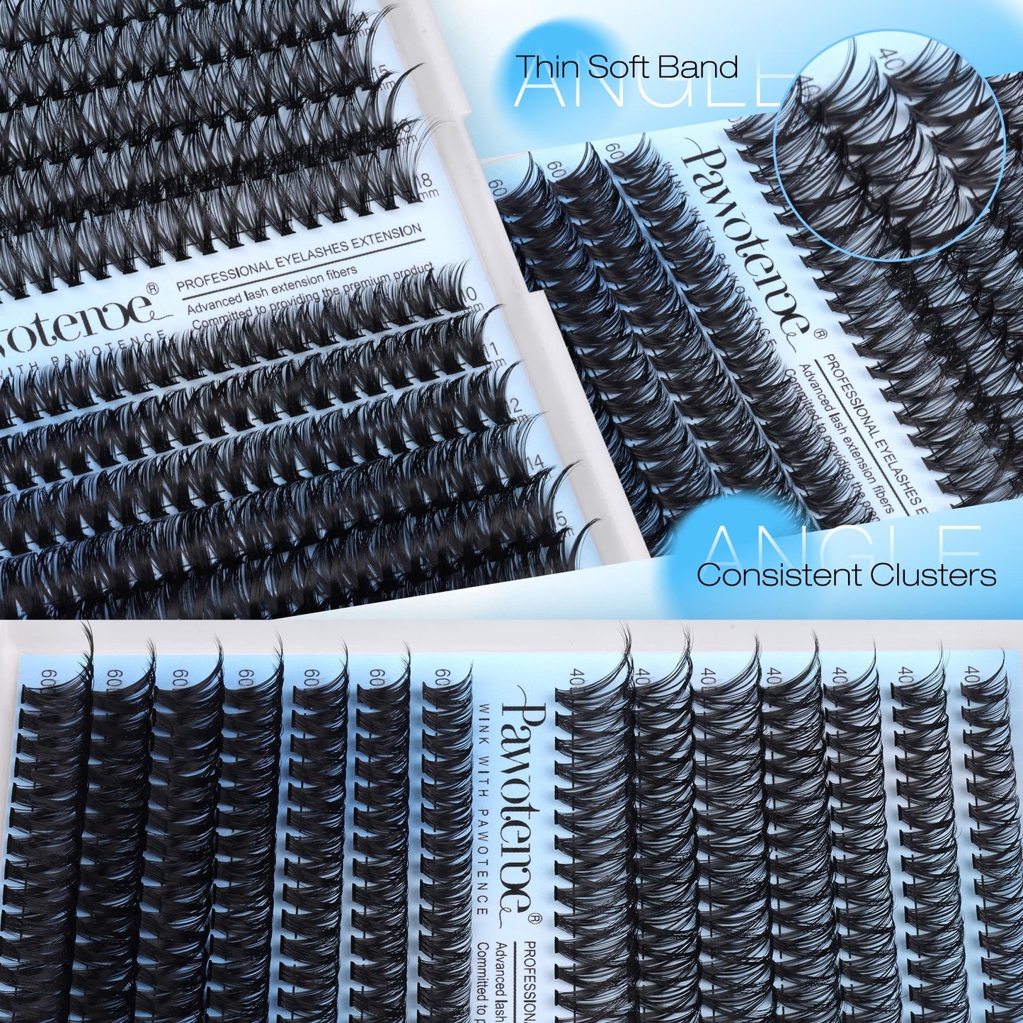 Pawotence Lash Extension Kit DIY 280pcs Lash Clusters Eyelash Extension Kit, 9-16mm 30D 40D Individual Lashes Kit with Lash Bond and Seal, Lash Tweezers for Self Use (30D&40D, 0.07D, 9-16mm, Kit)