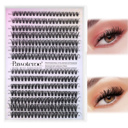 Pawotence Lash Extension Kit DIY 280pcs Lash Clusters Eyelash Extension Kit, 9-16mm 30D 40D Individual Lashes Kit with Lash Bond and Seal, Lash Tweezers for Self Use (30D&40D, 0.07D, 9-16mm, Kit)