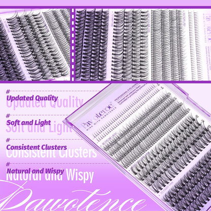Pawotence Lash Extension Kit DIY 280pcs Lash Clusters Eyelash Extension Kit, 9-16mm 30D 40D Individual Lashes Kit with Lash Bond and Seal, Lash Tweezers for Self Use (30D&40D, 0.07D, 9-16mm, Kit)